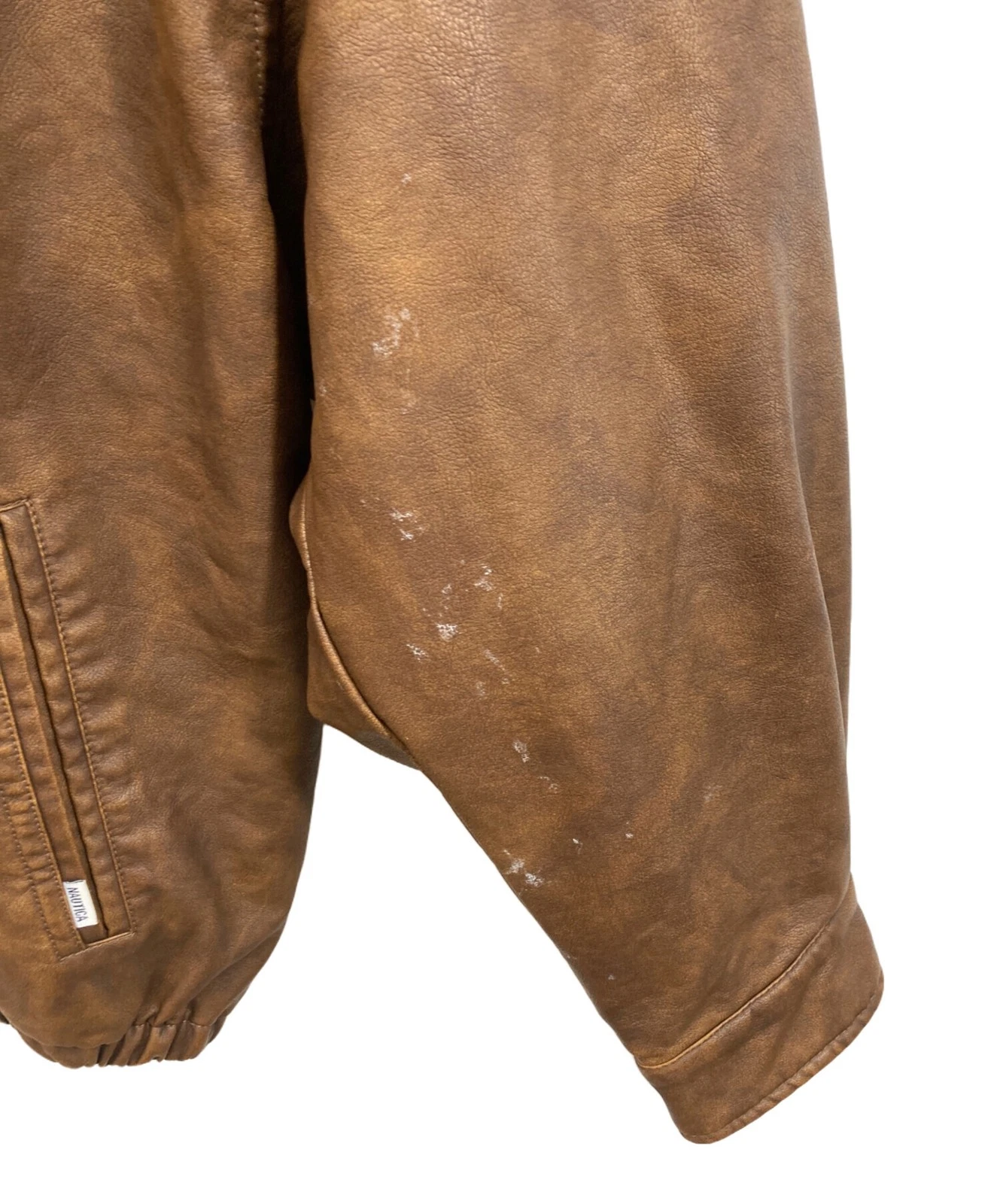 Nautica x FREAK'S STORE Faded Vegan Leather Blouson Jacket Men's Size 1 Brown image 5