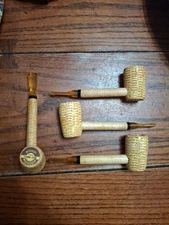 New VTG Original Missouri Meerschaum Corn Cob Straight Tobacco Pipe lot Of 4