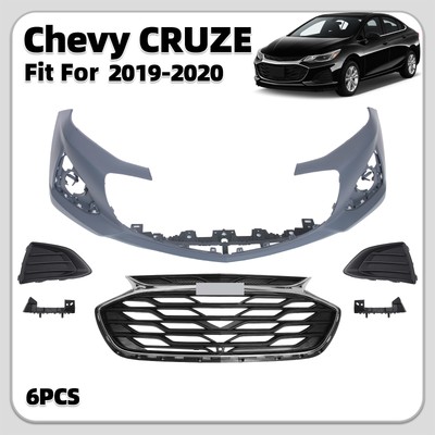 For Chevy Cruze 2019 Front Bumper Cover Grille Assembly Kit W/ Fog Light Bezels