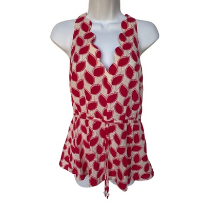 Tracy Reese Peplum Silk Blend Blouse with Scalloped Neckline  size 8 - Has Flaws