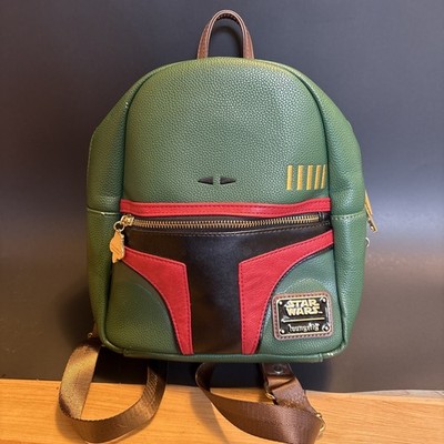 Star Wars Loungefly Boba Fett Faux Leather Mini Backpack T6