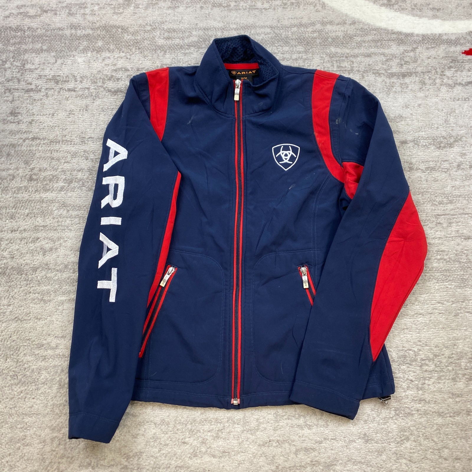 Ariat Team Softshell Jacket Medium Blue Red Eques… - image 1
