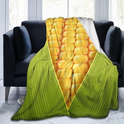 Yellow Green Corn Throw Blanket Soft Warm Bedding Flannel Plush 60x50 Inch