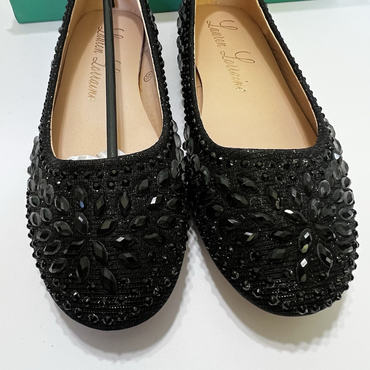 NEW! Womens Lauren Lorraine Becky Black Jeweled Slip on  display picture 1