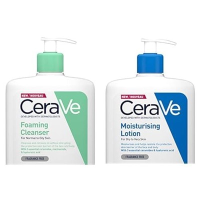 CeraVe Feuchtigkeitslotion für Körper und Gesicht & Schäumendes... 