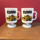 Pair of 2 Vintage Milkglass Clark 475C coffee cups 1970’s