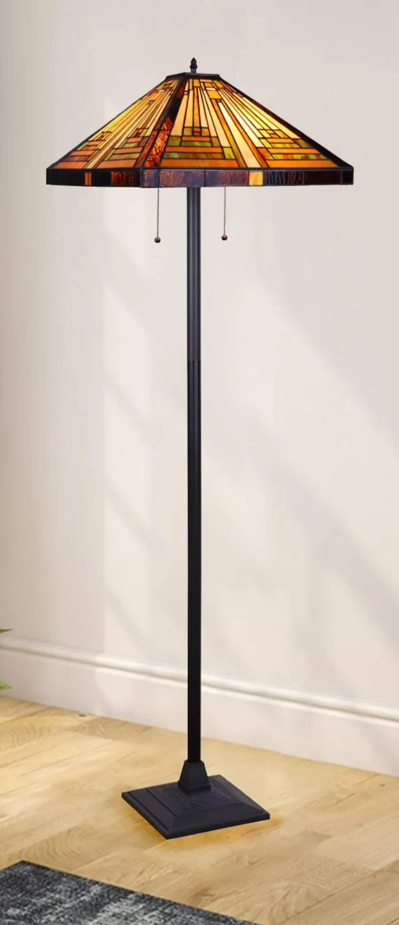 Floor Lamp Tiffany Style Stained Glass Mission Design Shade