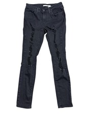 Levi's 711 Skinny Jeans Womens 30 Black Distressed Ripped Stretch 18881-0291