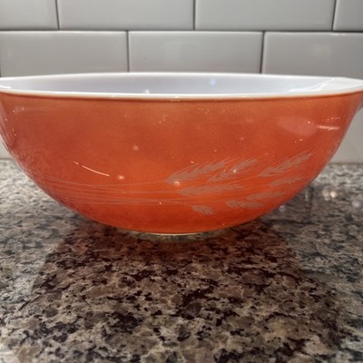 Vintage PYREX Mixing Bowl AUTUMN HARVEST WHEAT RUST CINDERELLA 444 4QT 10.5''