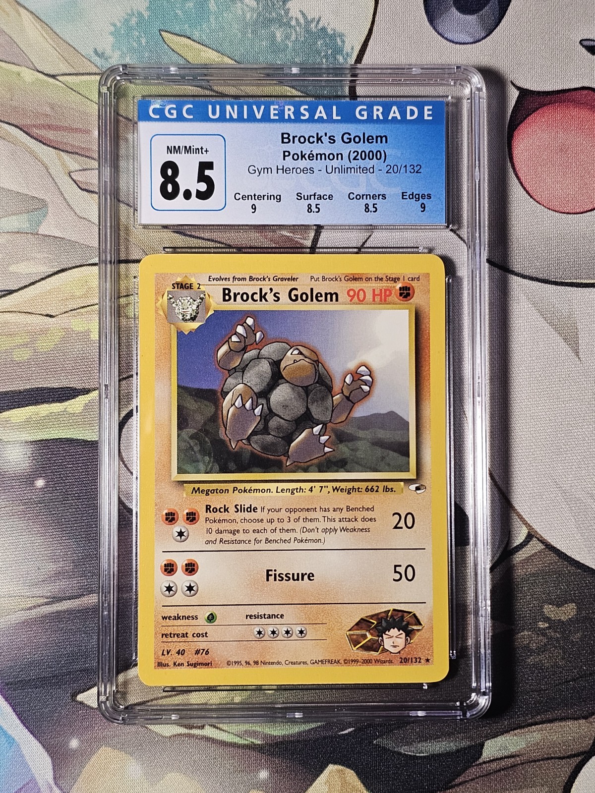 Brock's Golem CGC 8.5 NM/MINT+ 20/132 Gym Heroes Pokemon Non Holo Graded Card