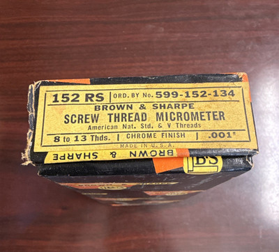 Brown & Sharpe 152 RS Screw Thread Micrometer 8-13 TPI Mechanical 0.001 in