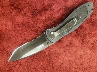   1670TBLKST Kershaw Blur Folding Knife Tanto Combo Blade Linerlock Black