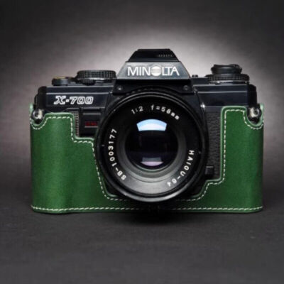 Genuine Real Leather Half Camera Case Bag Cover Handmade For Minolta X-700 X570