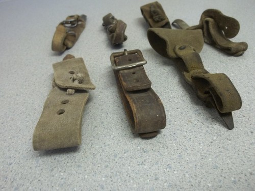 Antico mais huskers shucker gancio in metallo con cinghie in pelle misura palmo dito - Foto 4 di 11