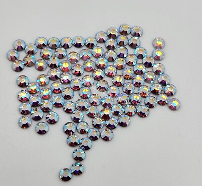 200pc Swarovski Crystal Clear AB ss12 Flatback Round Rhinestone 2028; Iridescent