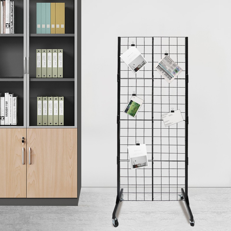 NEW Movable Metal Grid Wall Panel Stand Pegboard Retail Display Rack