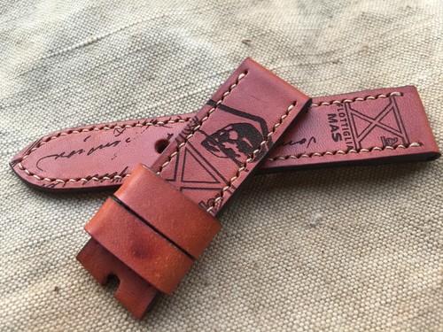 24mm Handgefertigtes Leder Uhrenarmband, Flottiglia Tribut, Braun, Decima Mas - Bild 2 von 8