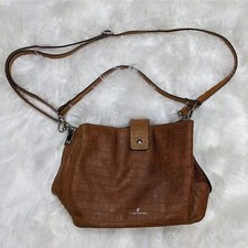 Borsa trasformabile Chiara Ferretti in pelle italiana croc goffrata marrone cognac