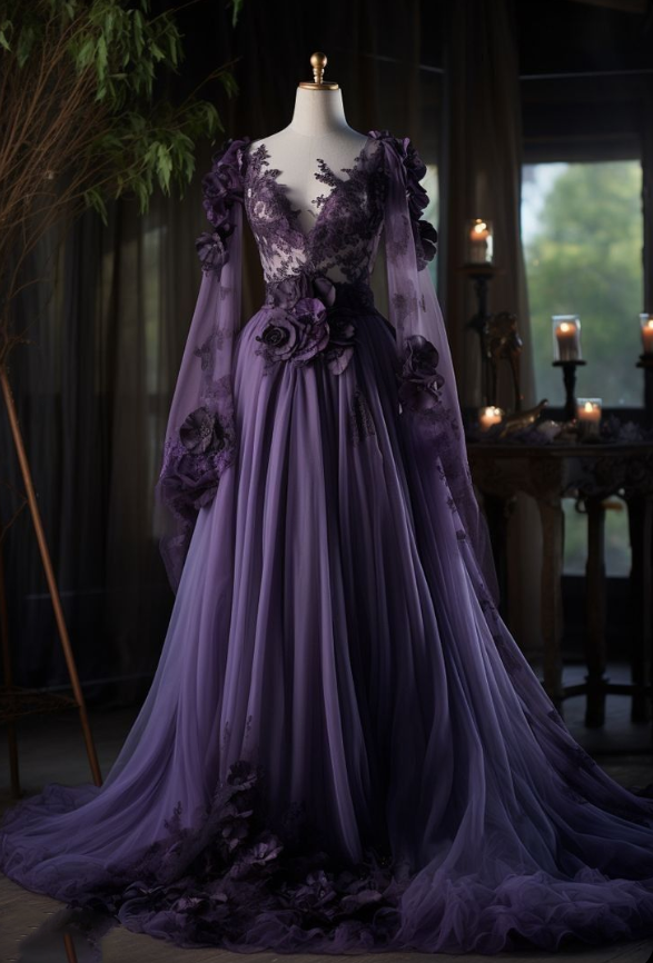 Vintage Gothic Dark Purple Wedding Dresses Lace Appliques Bridal Gowns Vintage Gothic Dark Purple Wedding Dresses Lace Appliques Bridal Gowns