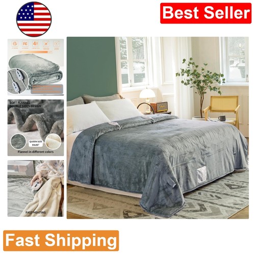 Queen Size Flannel Electric Blanket - 4 Heating Levels - Overheating Protection