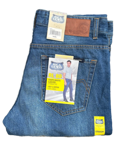 Rica Lewis Mens REGULAR FIT RL80 Blue worn-in 100% cotton comfort JEANS - Picture 1 of 3