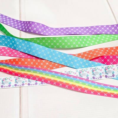 Bundle 40 Yards Of Unicorn Printed Rainbow Sparkle Grosgrain Ribbon 7/8'' USDR