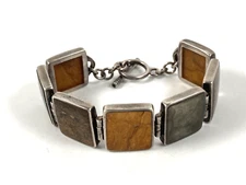 SILPADA B0999 STERLING SILVER MULTI-STONES TOGGLE BRACELET 7.5 in