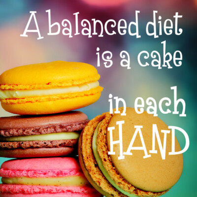  Kühlschrankmagnet  mit witzigem Spruch  A balanced diet ist a cake in each hand
