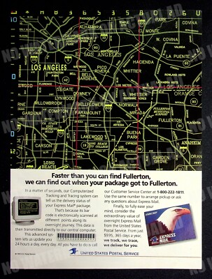 USPS Los Angeles PC Computer Map 1993 Trade Print Magazine Ad Poster ADVERT
