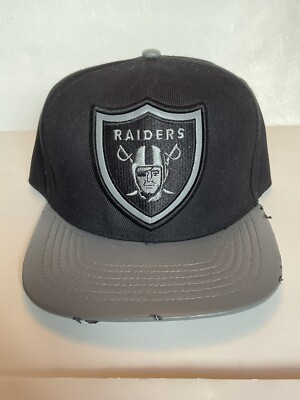 Oakland Raiders Faux Leather Hat Strapback Mitchell And Ness
