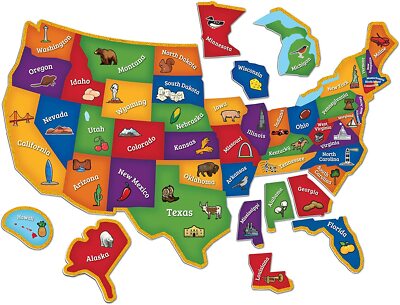 Learning Resources Magnetic U.S. Map Puzzle, Geography and Fine Motor Skills, 44