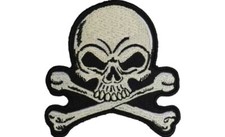 SKULL AND CROSS BONES EMBROIDERED IRON ON PATCH
