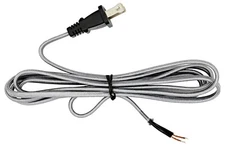 8 ft Silver Rayon Cloth Covered Electric Lamp Cord w/ End Plug, DIY Lamp Repair 