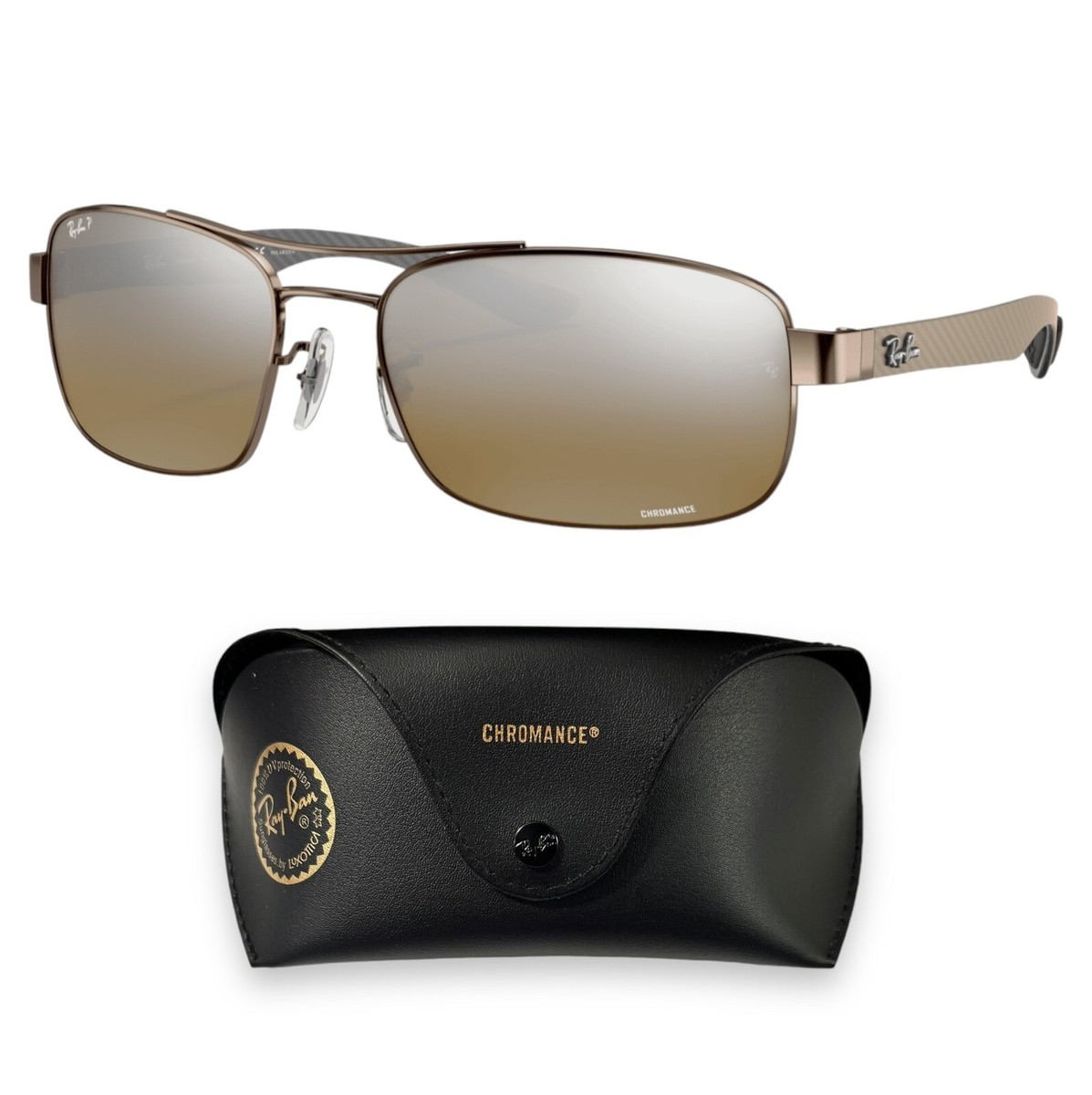 Ray Ban RB8318 121/A2 Chromance Polarized Brown Mirror 62-18mm Sunglasses  RARE | eBay