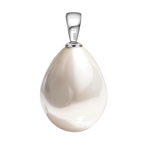 925 Sterling Silver Solitaire Irregular Pearl Pendant Necklace 12mm