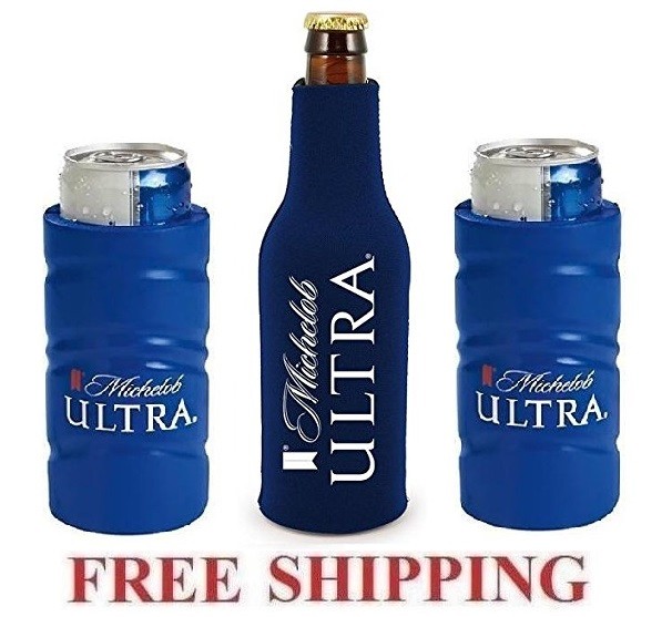 MICHELOB ULTRA 2 SLIM CAN FOAM COOLER & 1 BOTTLE KOOZIE COOLIE HUGGIE