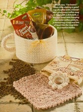 COFFEE CUP GIFT BASKET DISHCLOTH KITCHEN DECOR CROCHET PATTERN INSTRUCTIONS