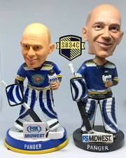 2 PANGER Bobblehead Darren Pang New & Old Version SUPER RARE St. Louis Blues SGA