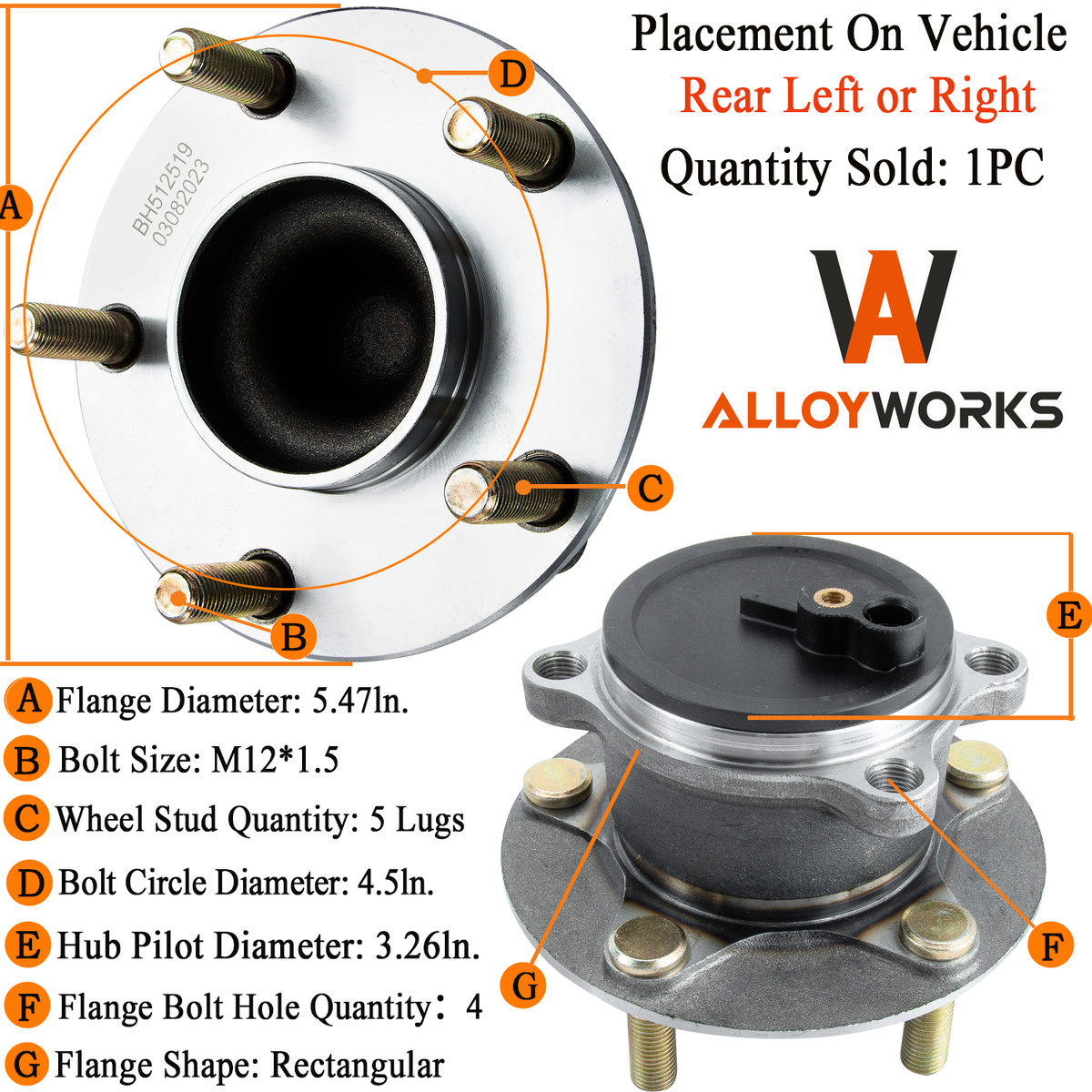 Rear Wheel Bearing Hub Assembly PAROD Pair 513347 Wheel Hub