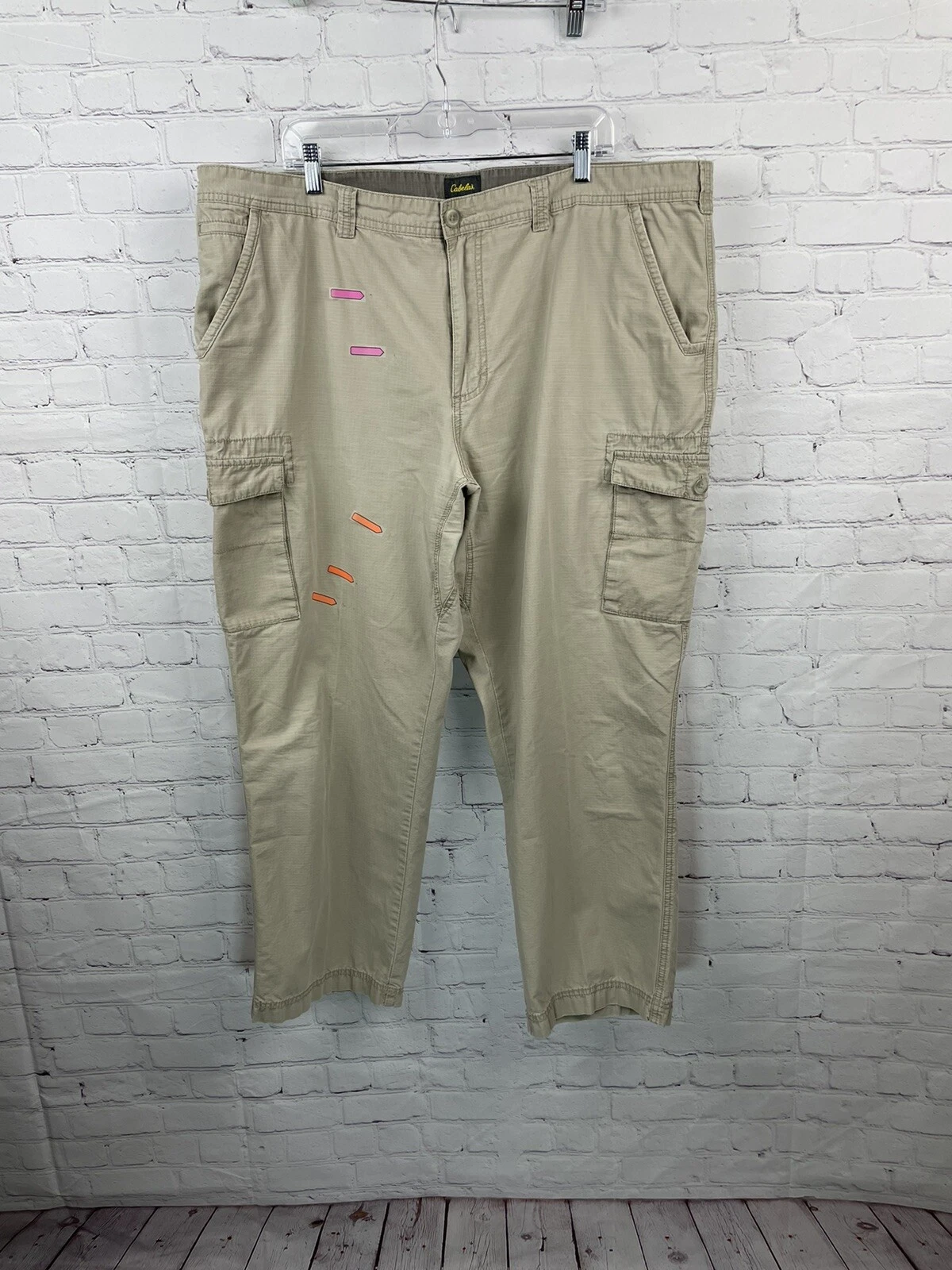 Cabela’s Men’s Cotton Khaki Rip Stop Cargo Pants Sz 44/30