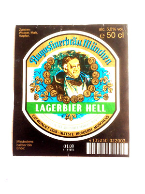 Beer label, Augustinerbräu, Lagerbier Hell, Munich/Upper Bavaria #38#