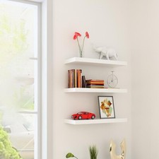 Pack of 3 80cm White Floating Wooden Wall Shelves Wall Storage Shelf New UK