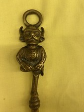Vintage Toasting Fork - Brass - Devil Imp - Fire Burner BBQ - 19" Straight Stem