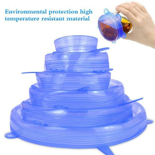 6PCS Stretch Reusable Silicone Food Saver Cover Seal Insta Lids Bowl Wraps AU - Picture 10 of 12