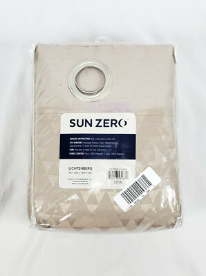 Sun Zero Oatmeal Beige Triangle Pattern Corinne Grommet Curtain Panel, 52''x95''  