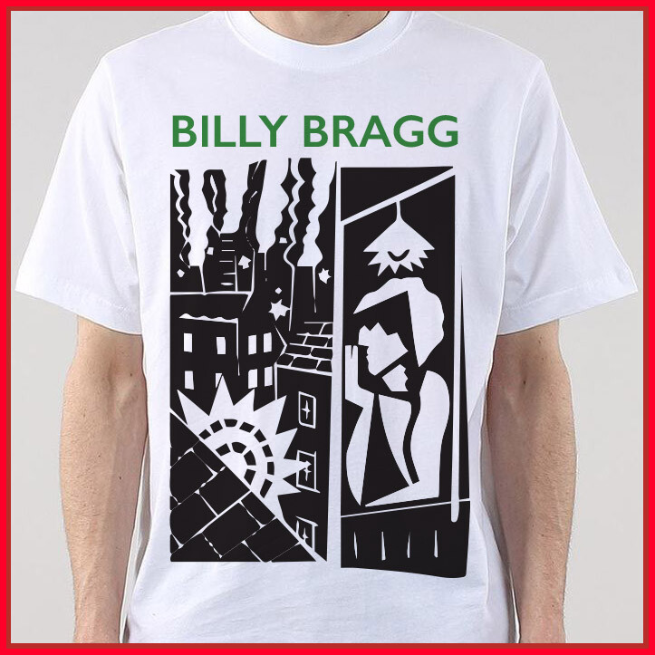 Billy Bragg T-shirt Socio-Political Singer. Red Wedge. Socialist 