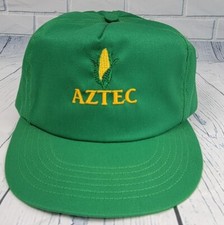 Vintage Aztec Corn Hat Trucker Cap Embroidered Green Adjustable Made in the USA