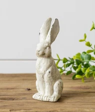 New Small Sitting Resin BUNNY RABBIT 4.75" Tall - Primitive Country Farmhouse