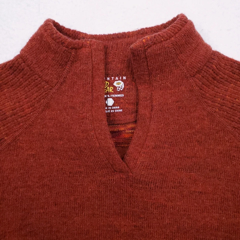 Mountain Hardwear Sweater Womens Small Orange Parafin Pullover Crop Thumbhole - Image 4 of 4