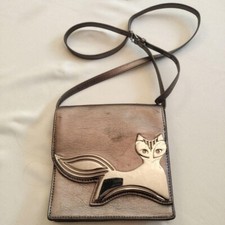 Jonathan Adler Cat Metallic Gray Shoulder Bag Used